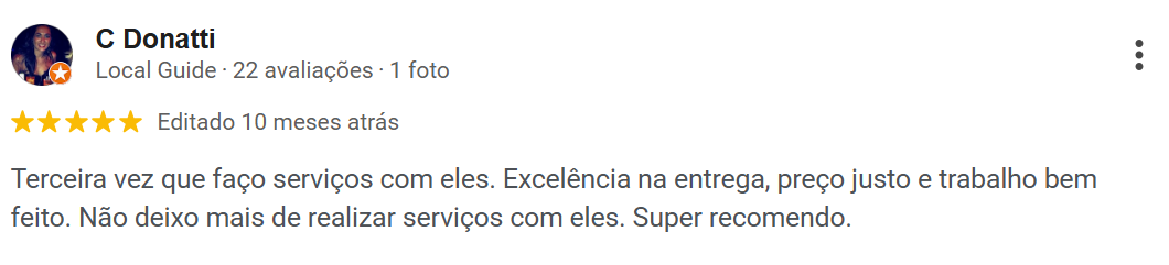 Avaliação real de cliente no Google: C Donatti